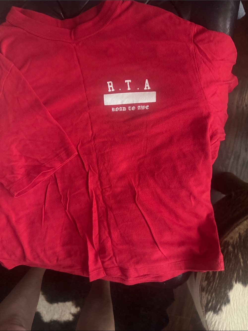 R.T.A Red Graphic Crop Tee - 'Road To Awe'